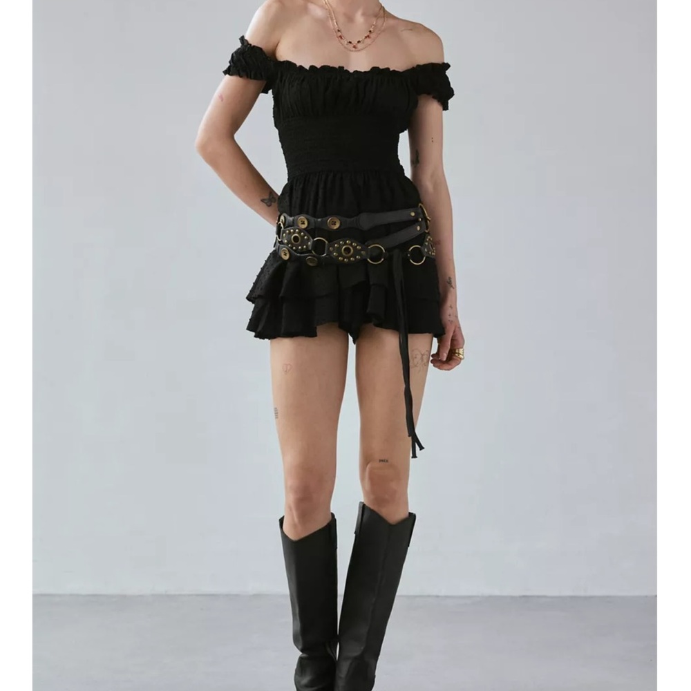 Black Tiered Skater Mini Romper